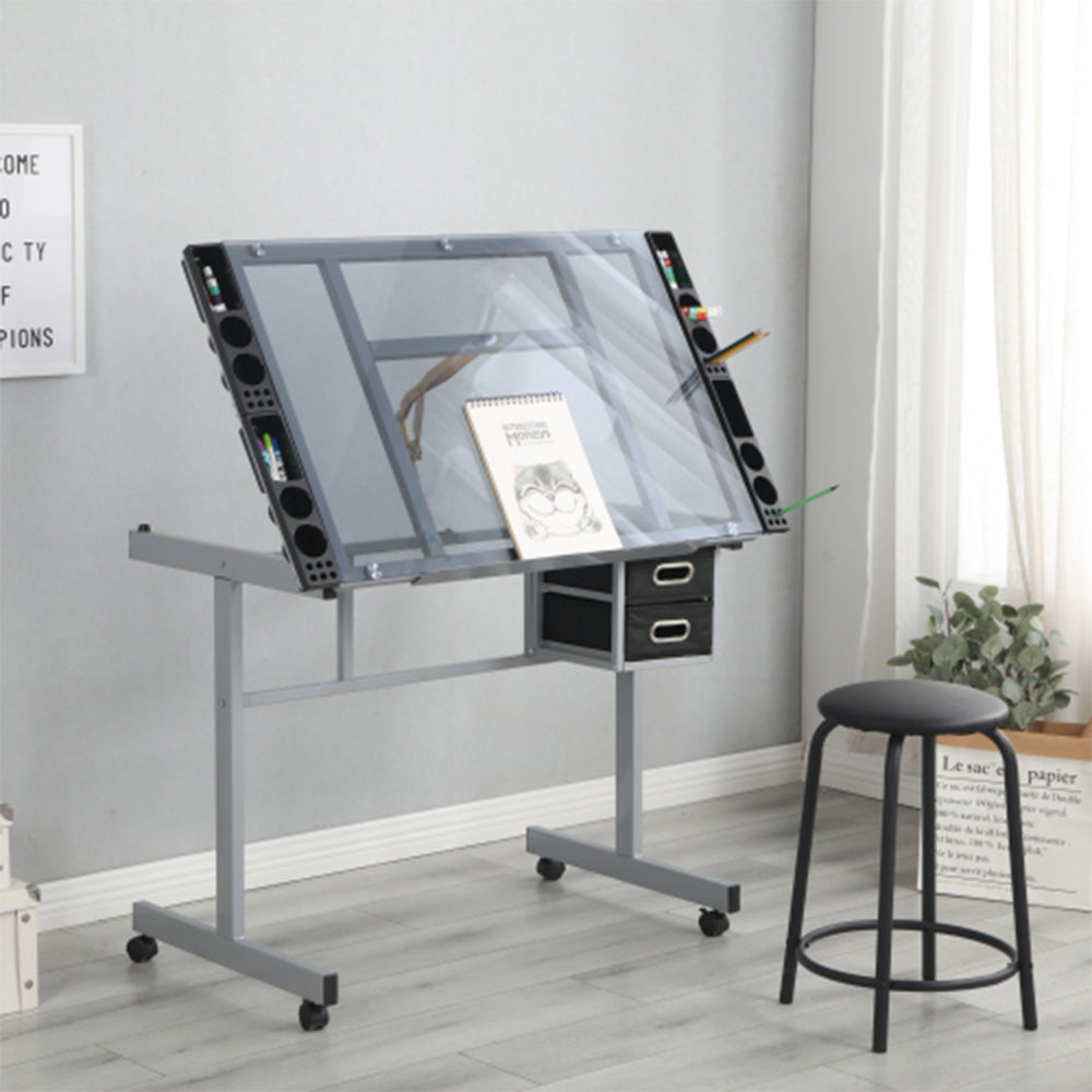 Adjustable Art Drawing Desk with Craft Station_5