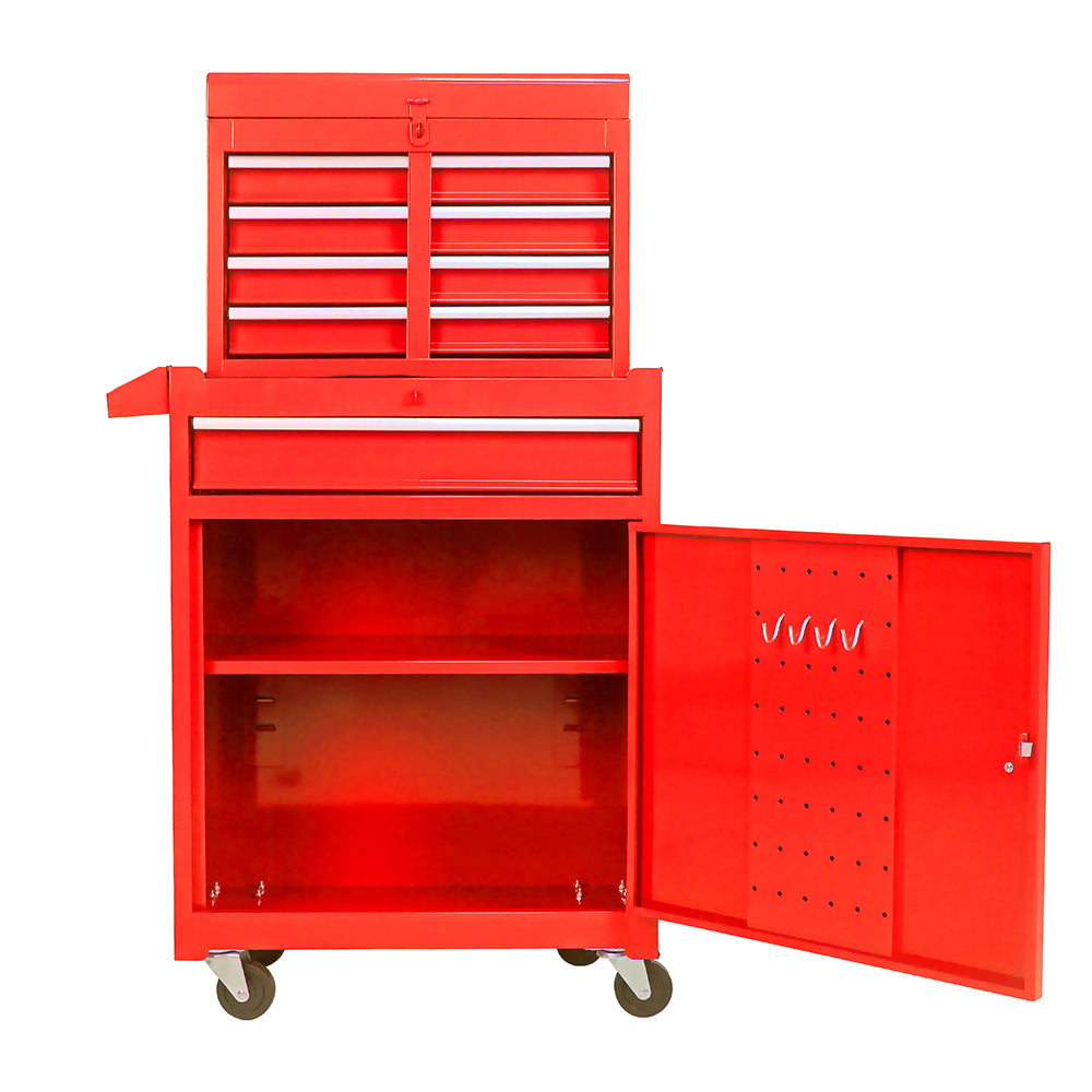 5-Drawer Tool Chest with Detachable Cabinet & Adjustable Shelf - Red_4