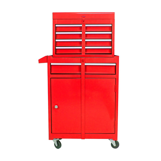 5-Drawer Tool Chest with Detachable Cabinet & Adjustable Shelf - Red_0