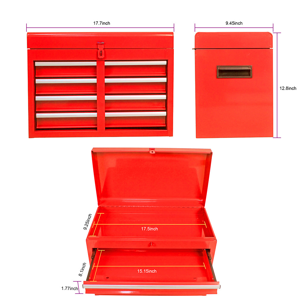 5-Drawer Tool Chest with Detachable Cabinet & Adjustable Shelf - Red_5