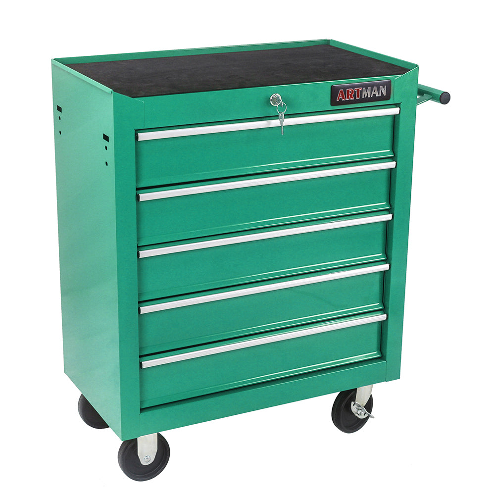 5-Drawer Multifunctional Tool Cart with Wheels - Green_4