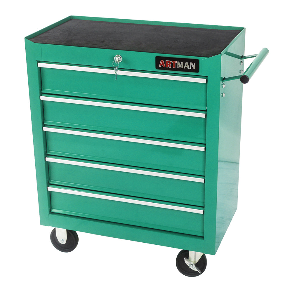 5-Drawer Multifunctional Tool Cart with Wheels - Green_3