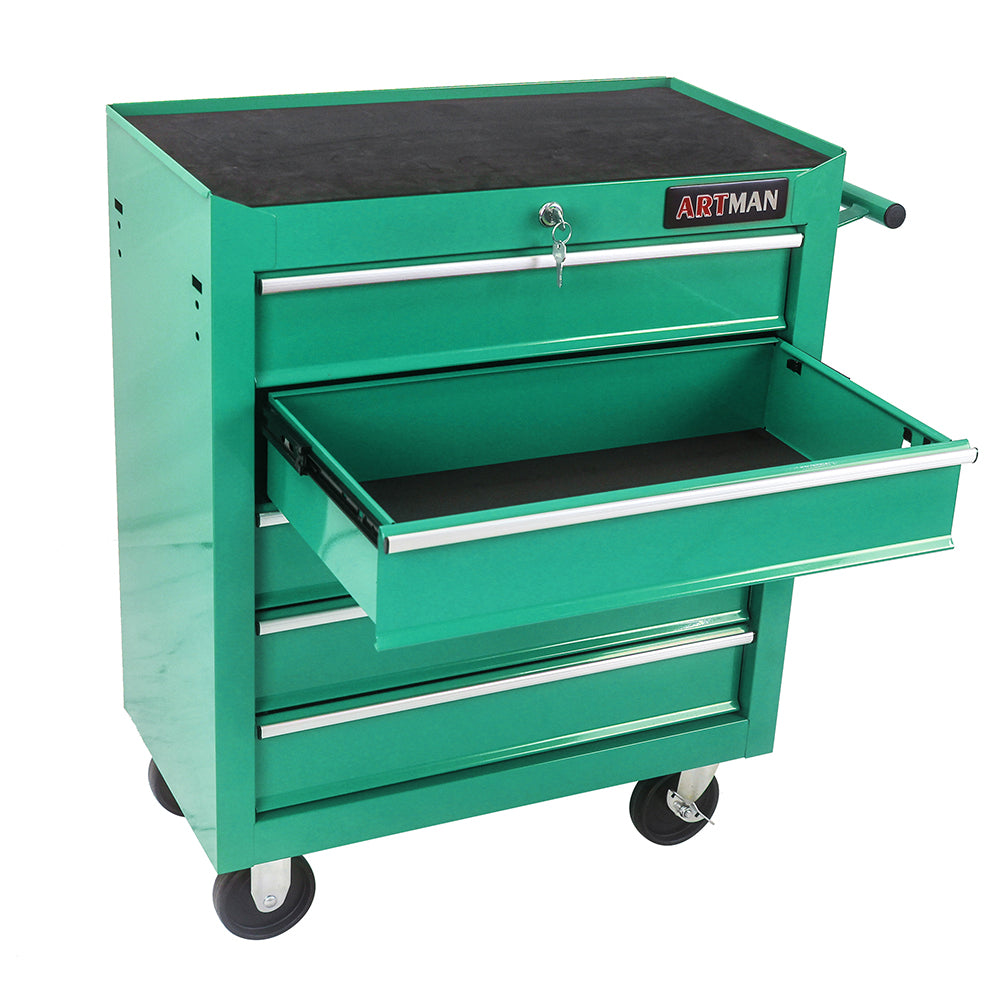 5-Drawer Multifunctional Tool Cart with Wheels - Green_2