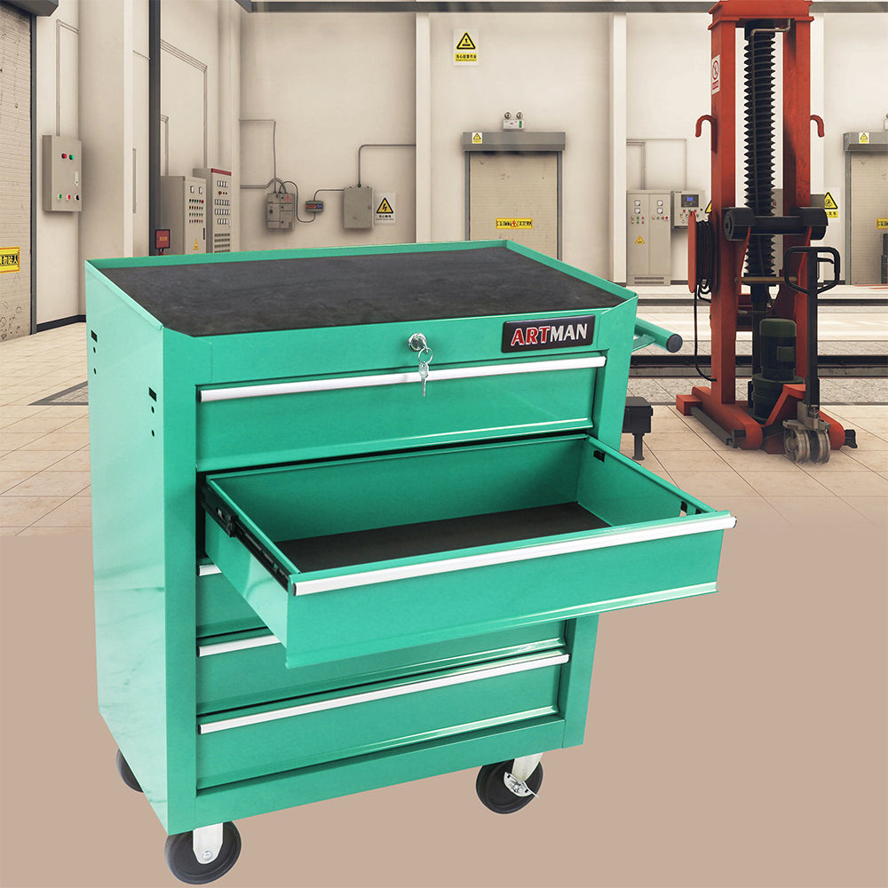 5-Drawer Multifunctional Tool Cart with Wheels - Green_1