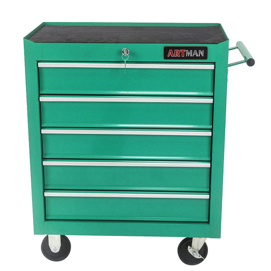 5-Drawer Multifunctional Tool Cart with Wheels - Green_0