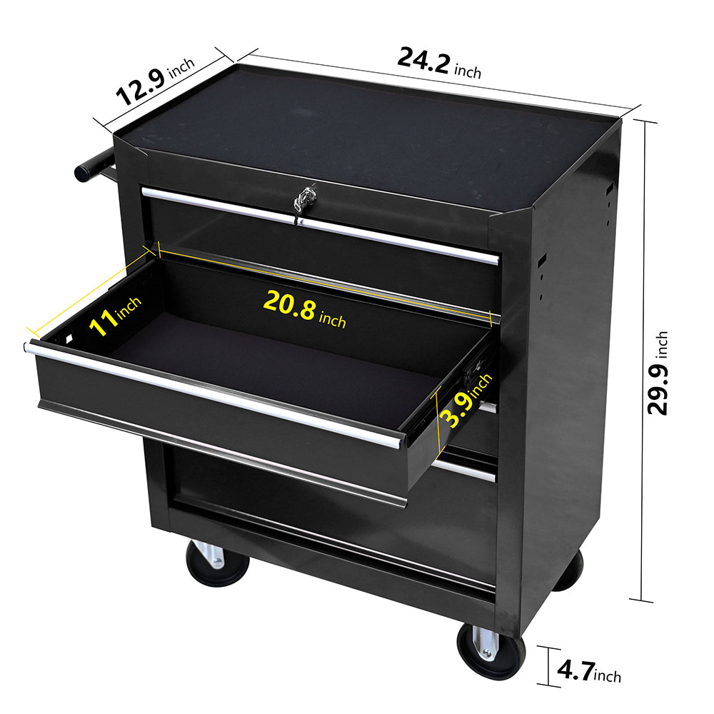 4-Drawer Tool Cart with Wheels - Black_6