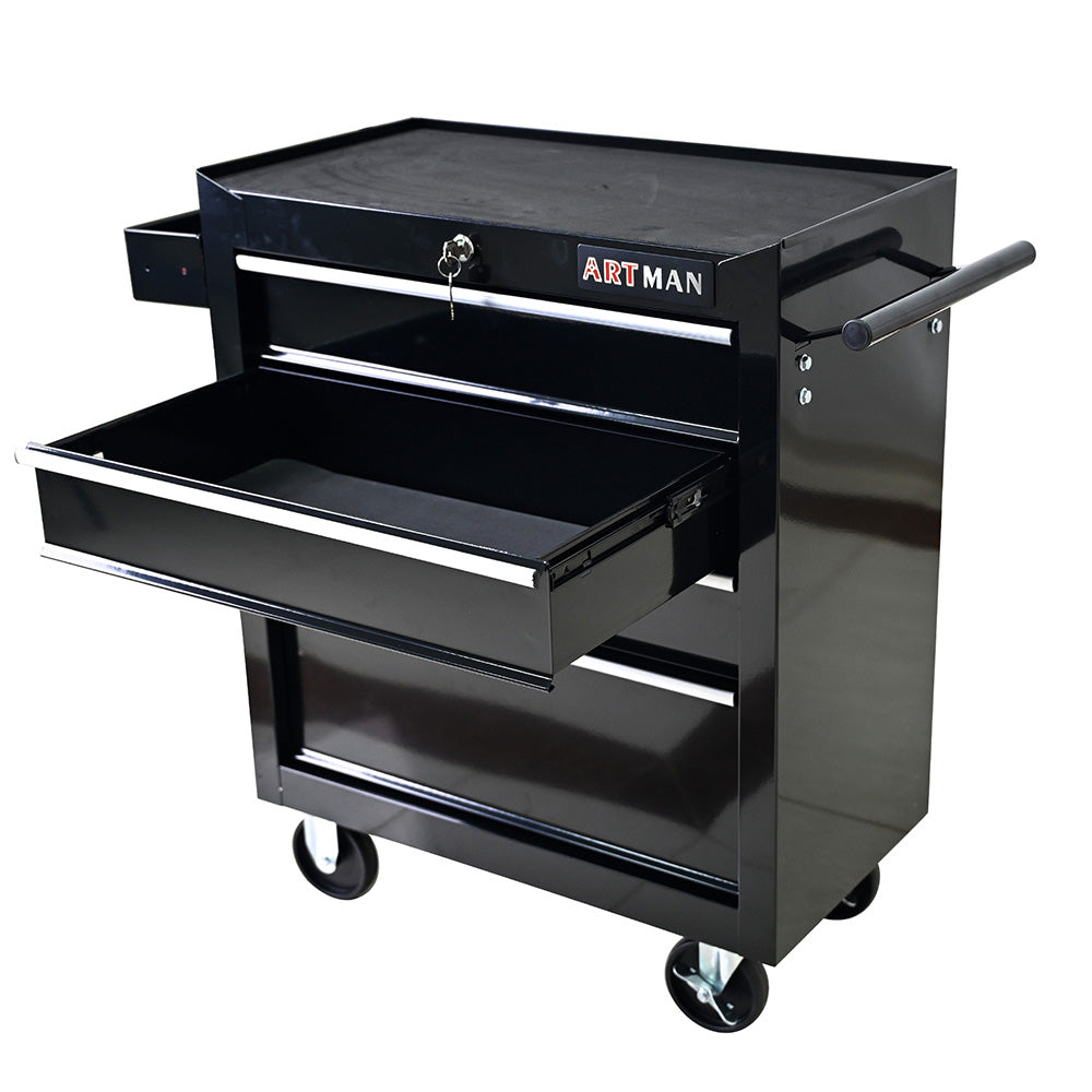 4-Drawer Tool Cart with Wheels - Black_1