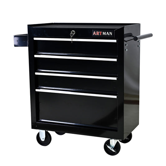 4-Drawer Tool Cart with Wheels - Black_0