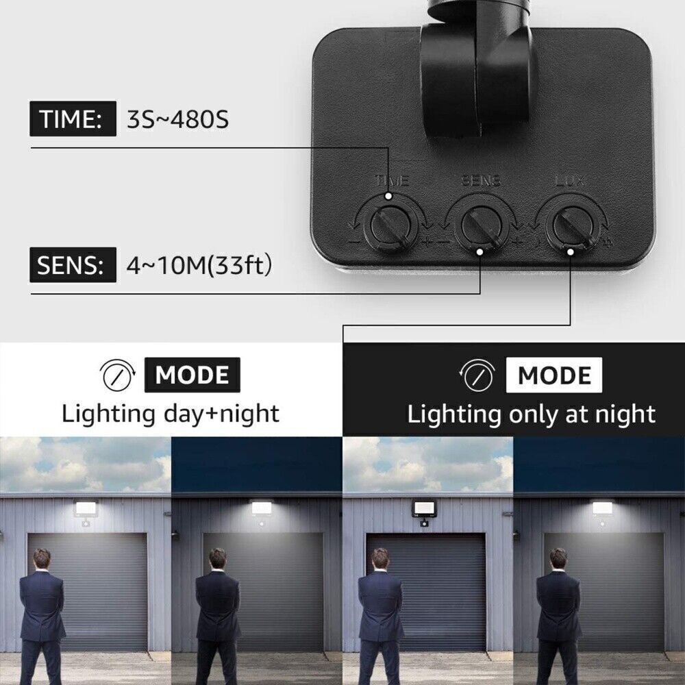 Outdoor Garden Floodlight With Sensor LED PIR Motion Security Lights Waterproof