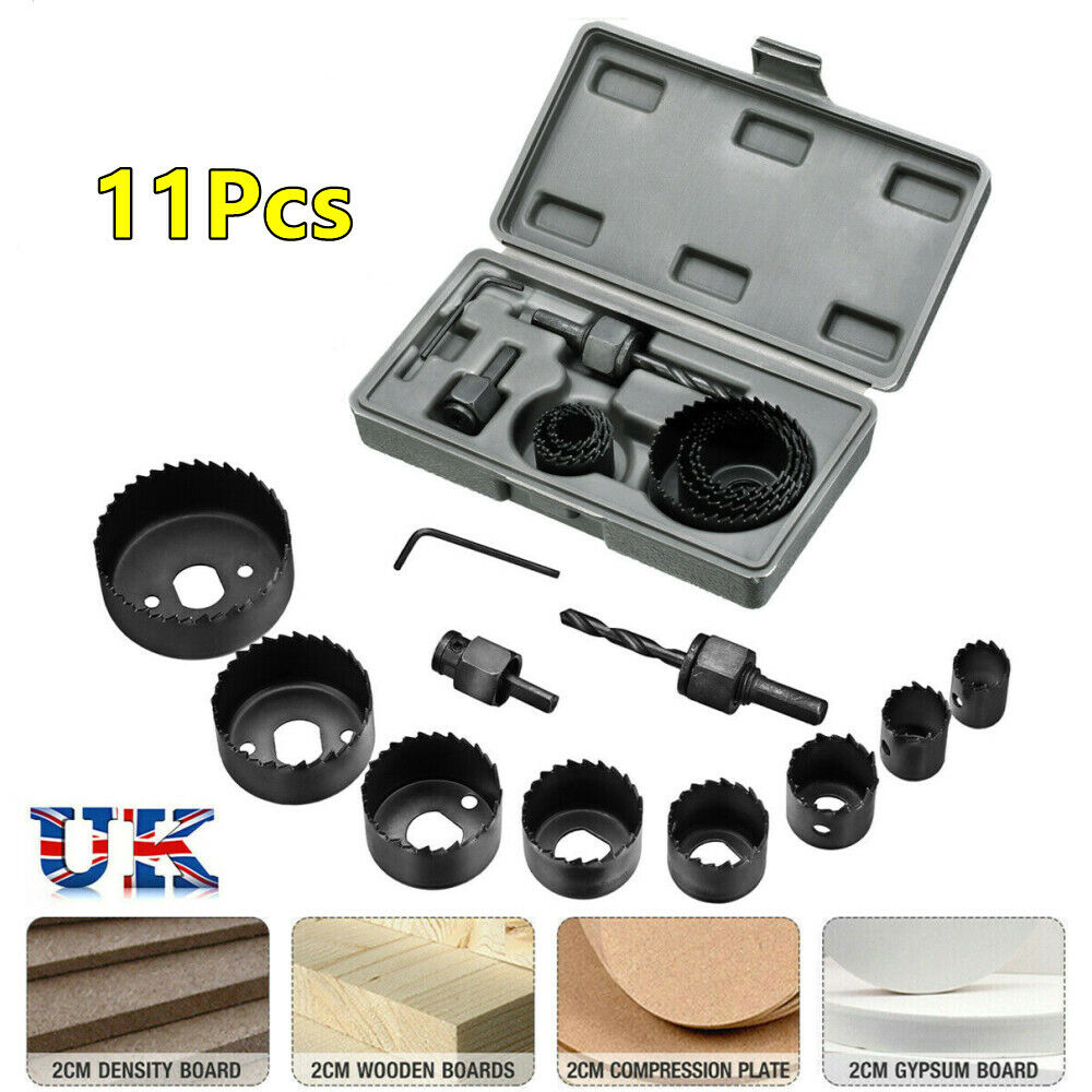 11PCS HOLE SAW CUTTER SET Round/Circular Drill Cutting Case Kit Metal/Alloy/Wood - 2bazar4