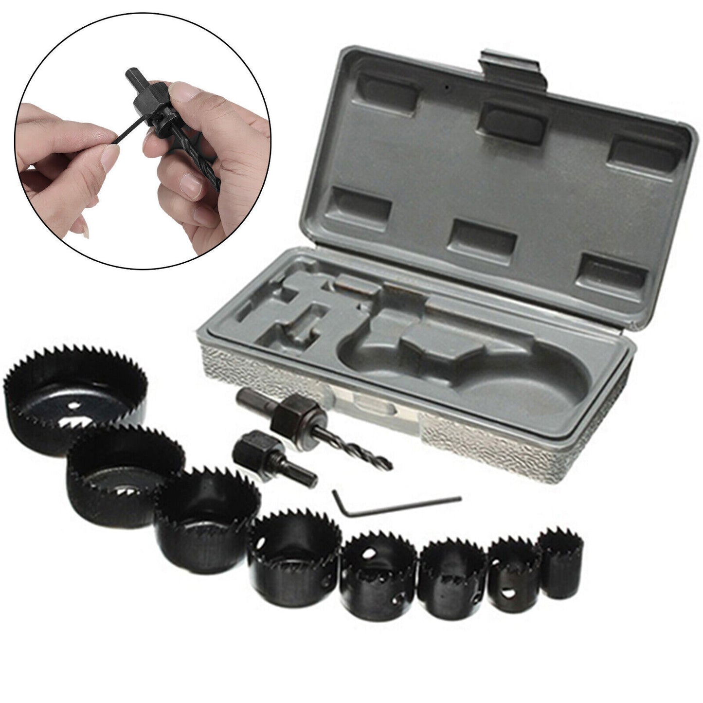 11PCS HOLE SAW CUTTER SET Round/Circular Drill Cutting Case Kit Metal/Alloy/Wood - 2bazar4