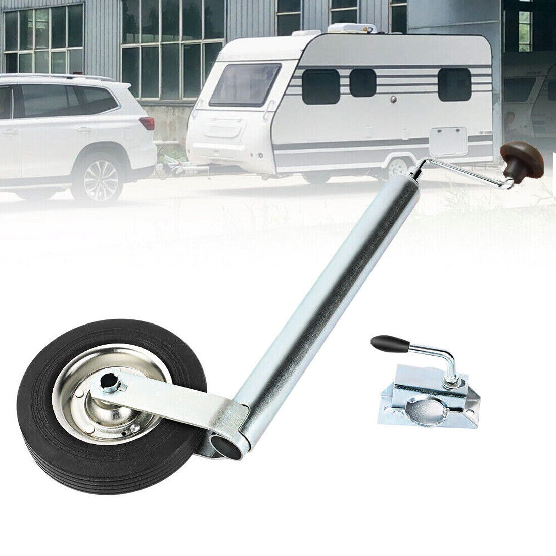 Jockey Wheel Med Duty 48mm Clamp Trailer Caravan Stand Wind Up Trailor Horse Box