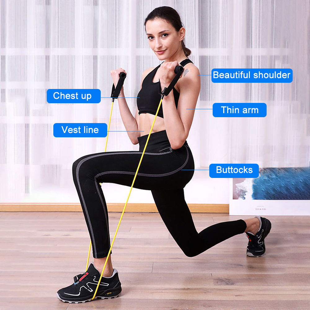 11pcs/Set Fitness Resistance Tube Band Yoga Gym Stretch Pull Rope Exercise Training Expander Door Anchor with Handle Ankle Strap