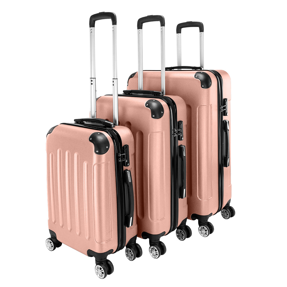 3 Pcs Suitcase Lightweight ABS Carry-on Hand Luggage 4 Spinner Wheels Trolley Case