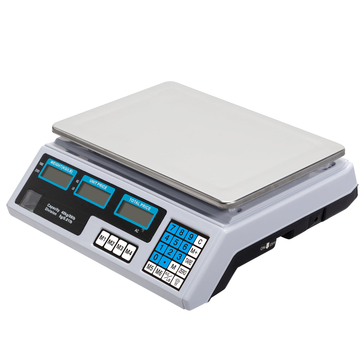ACS-30 40kg/5g Digital Price Computing Scale for Vegetable UK Plug Silver & White