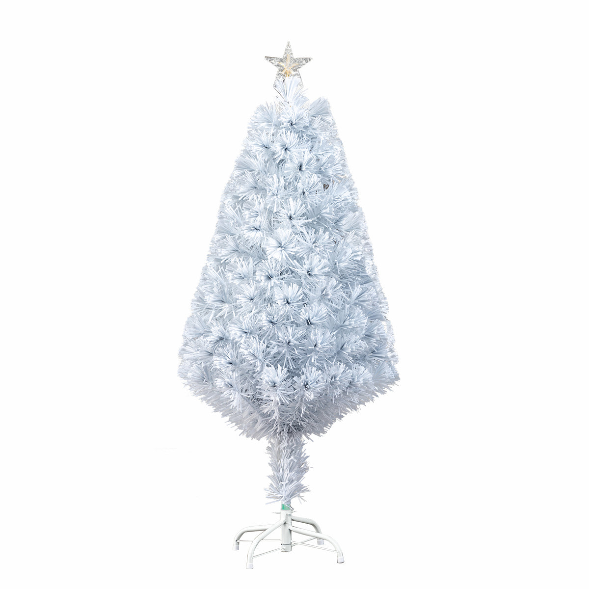4ft 120 Branch Fiber Optic PVC Branch Iron Bracket Christmas Tree White