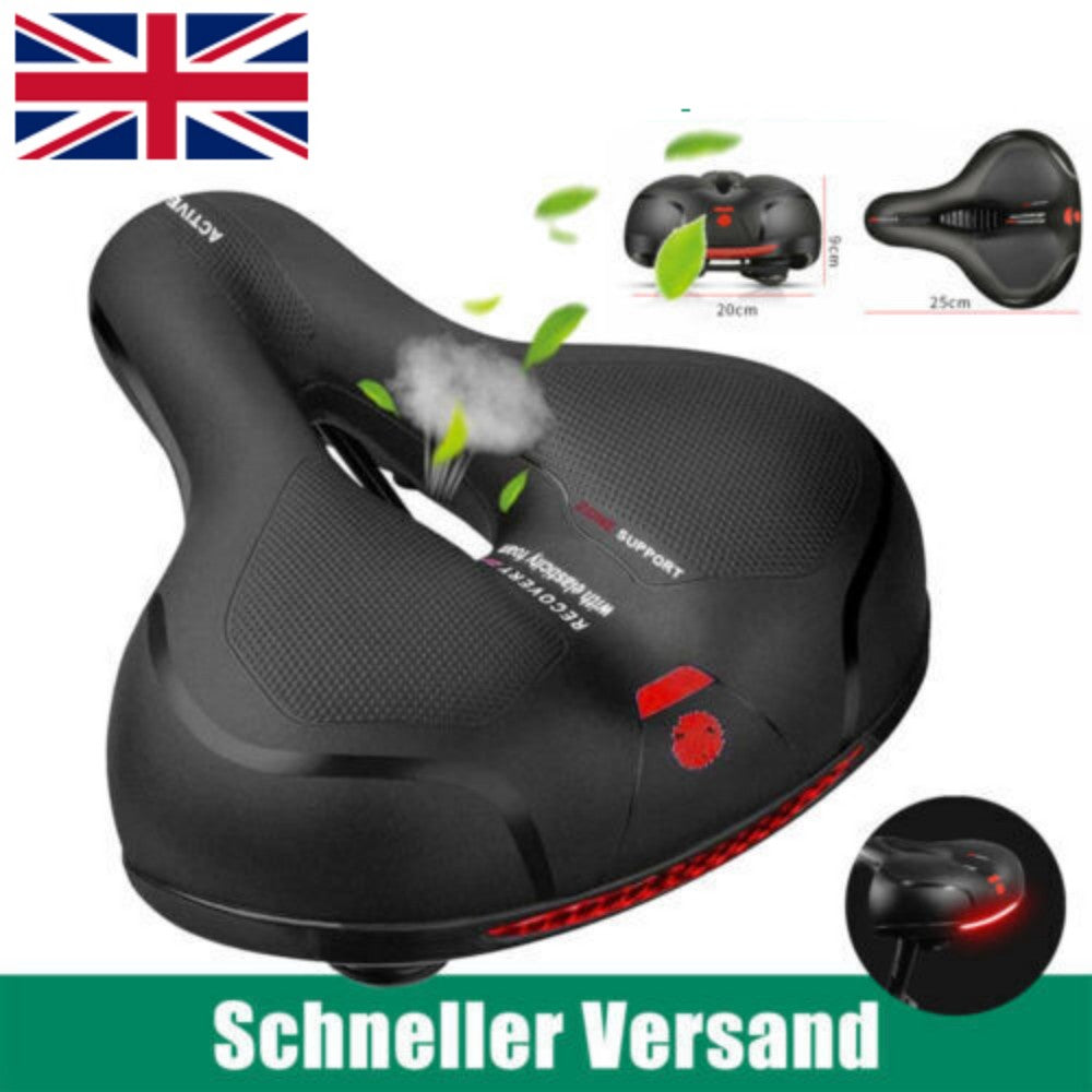Wide Gel Bicycle Saddle with Dual Spring Suspension – Comfortable Touring Bike Seat for Men & Women (UK)