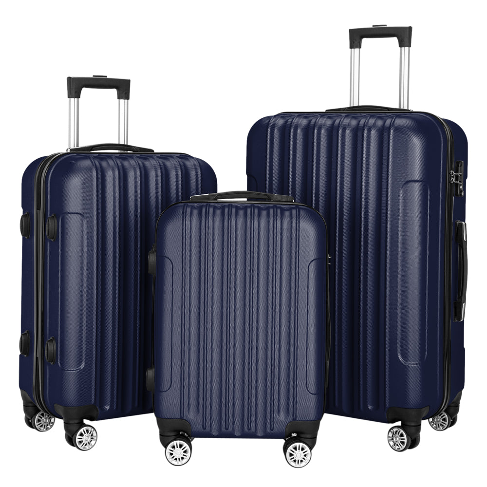 3 Pcs Suitcase Lightweight ABS Carry-on Hand Luggage 4 Spinner Wheels Trolley Case