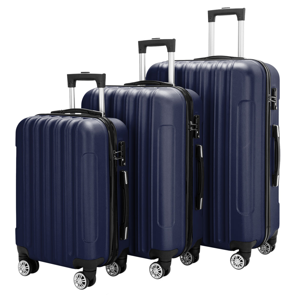 3 Pcs Suitcase Lightweight ABS Carry-on Hand Luggage 4 Spinner Wheels Trolley Case