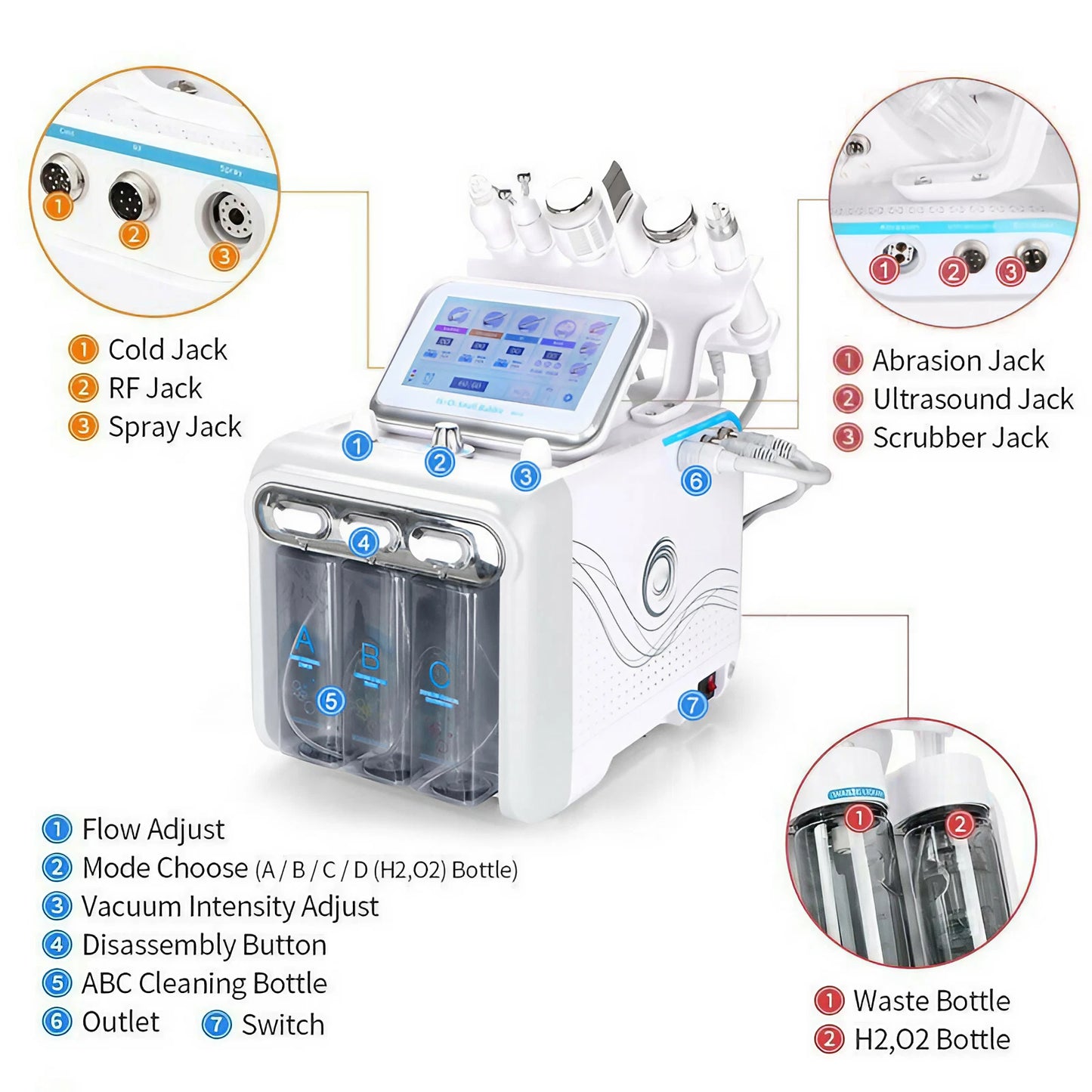 7 in 1 Aqua Hydra Hydro Peeling Facial Dermabrasion Machine Facial Skin Care