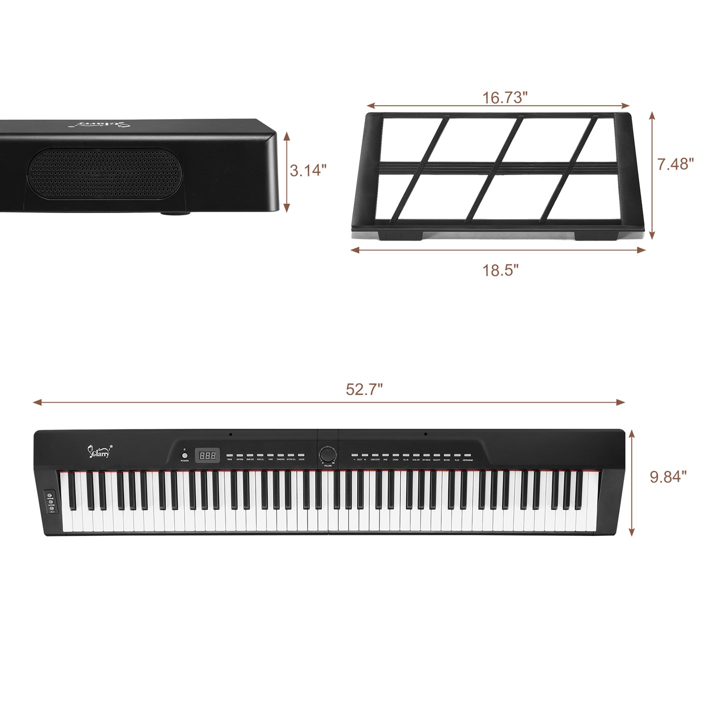 GPP-105 88 Key Full Size Semi-Weighted Standard Keyboards Digital Piano with Dual-tube X-Shape Stand, MIDI Bluetooth, Headphone，for Piano Lover Black color