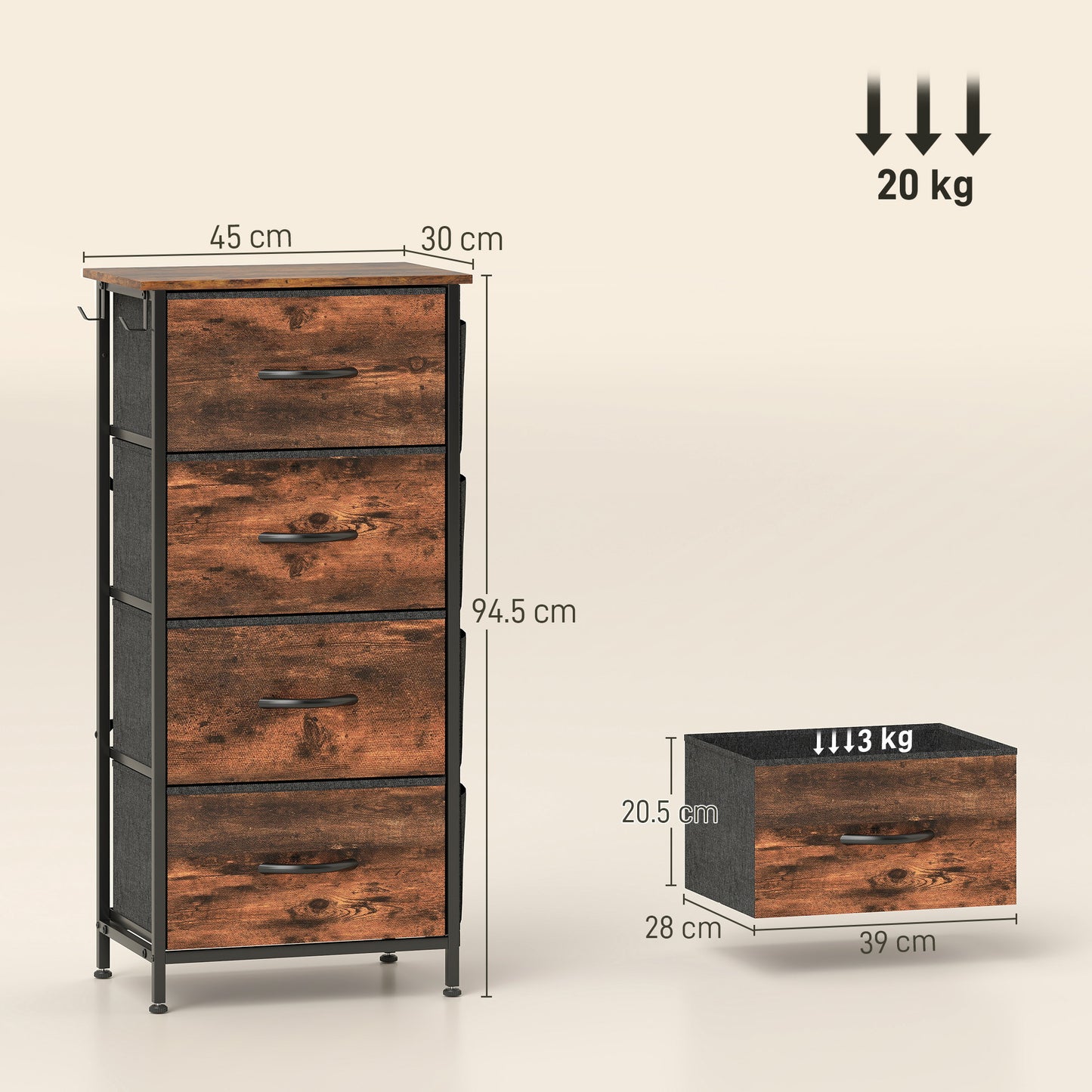 Wood Storage Chest of Drawers