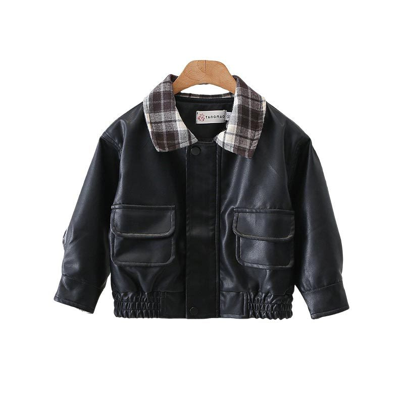 Boys Casual PU Leather Open Front Jacket - product image 5
