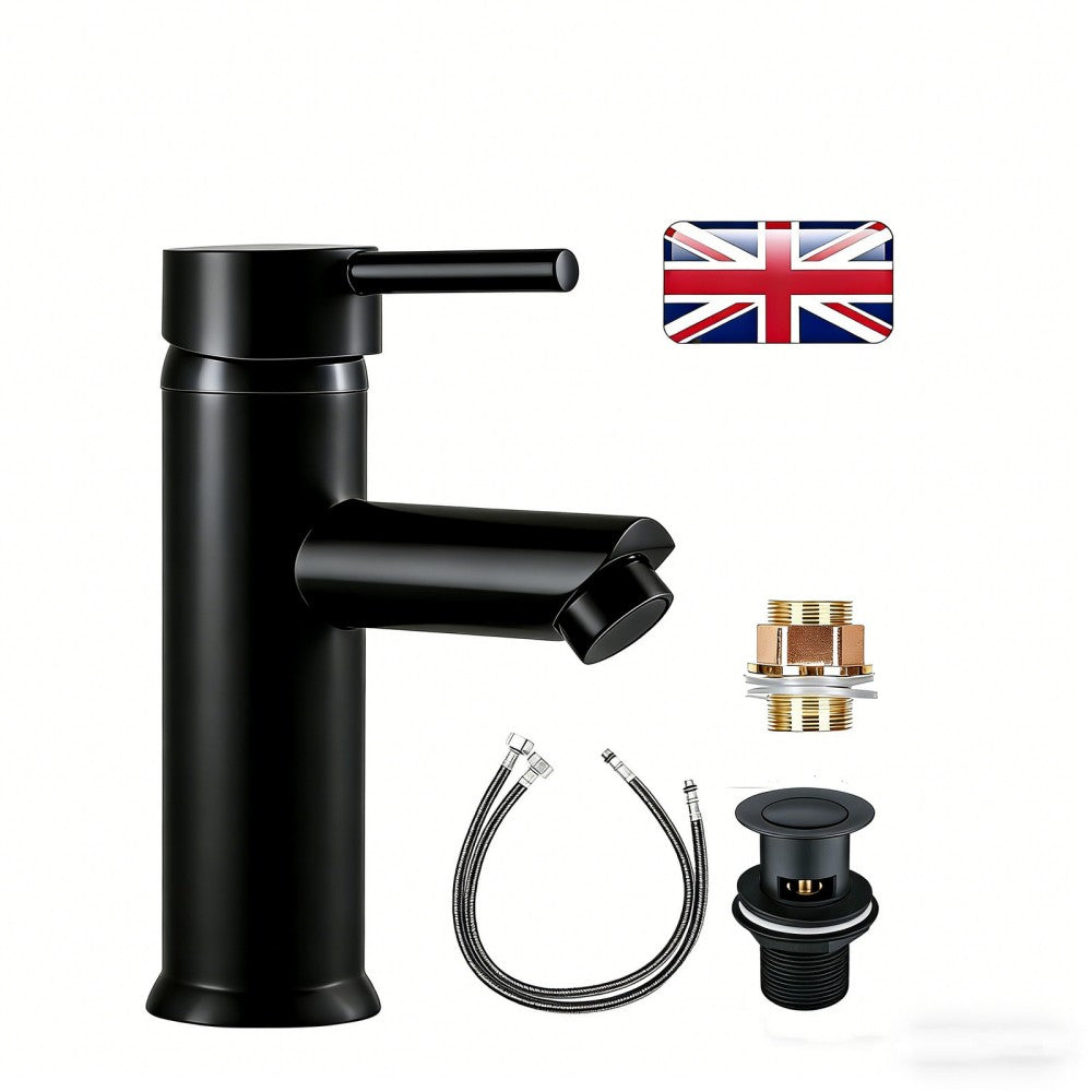 Cisivis Cloakroom Modern Bathroom Basin Sink Mono Chrome Mixer Tap Waste UK