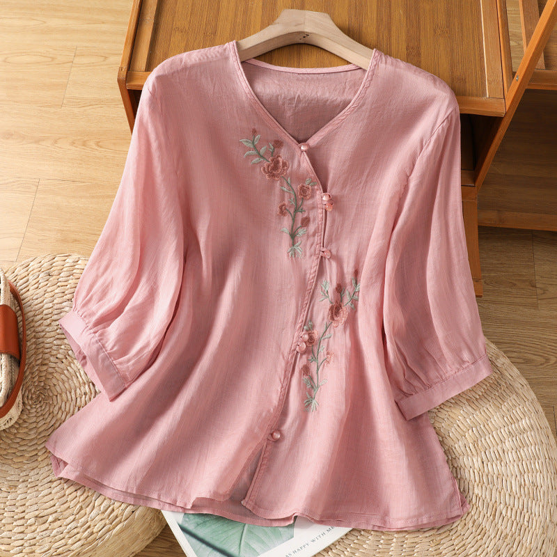 Embroidered shirt top for women