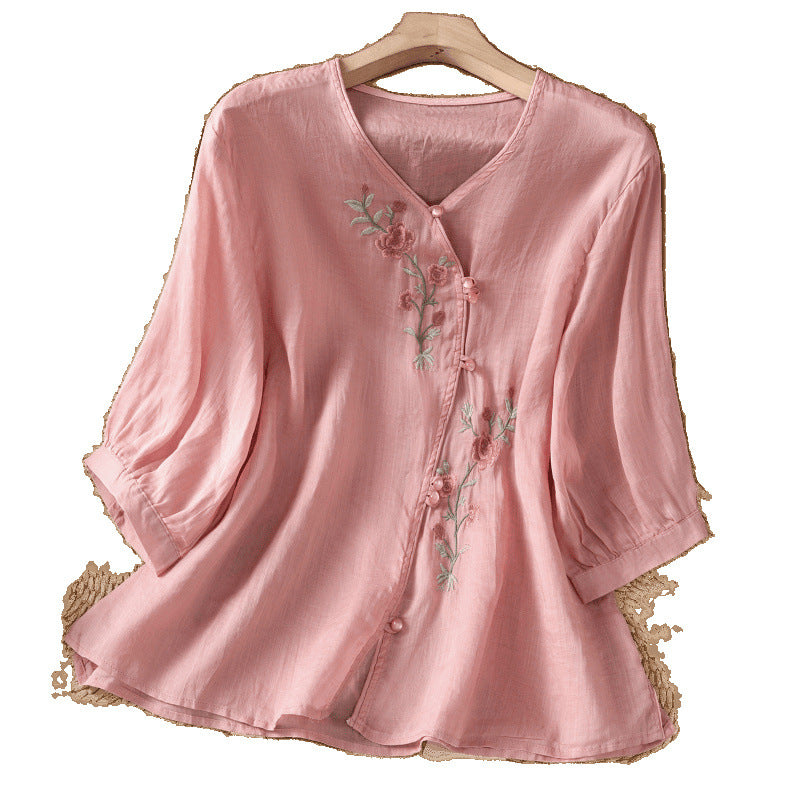 Embroidered shirt top for women