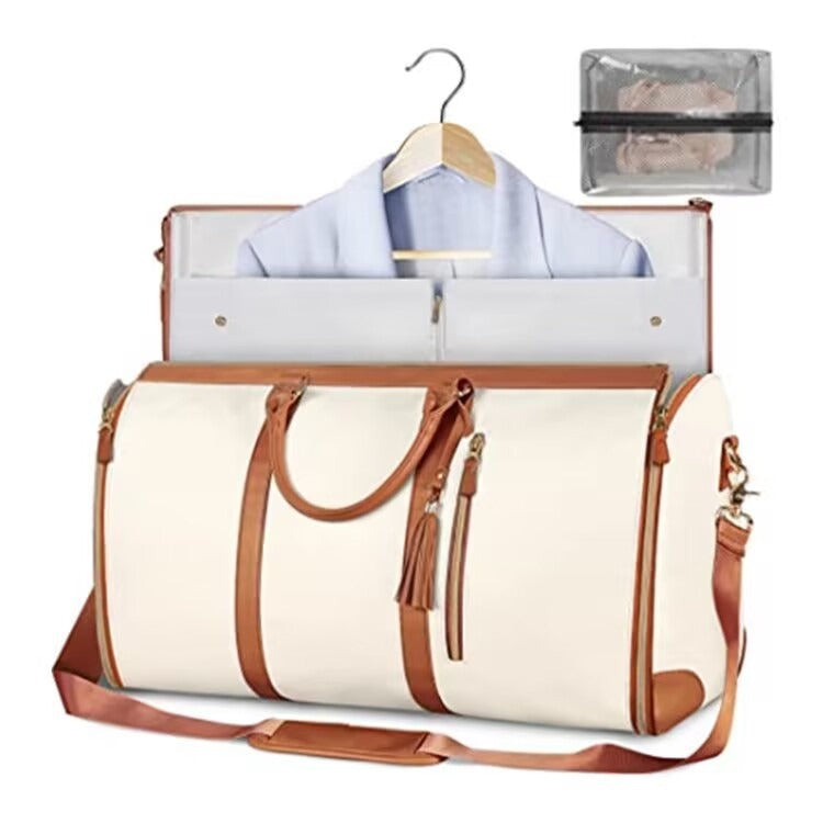 Large leather folding suit bag, travel crossbody, one shoulder sports and fitness bag, large capacity, handheld clothing, luggage bag - 2bazar4