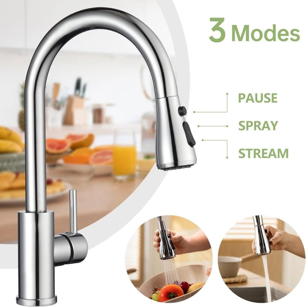 360° Pull-Out Kitchen Sink Mixer Tap – Silver - product image 5