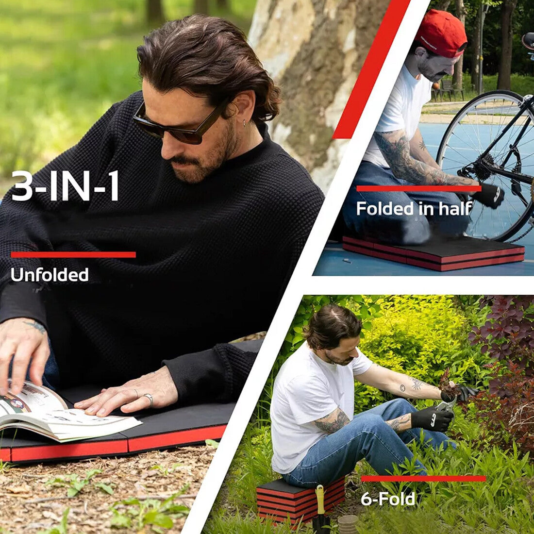 3in1 Mechanics Mat Large Folding Garage Kneeling Laying Foam Work Mat 25mm Thick
