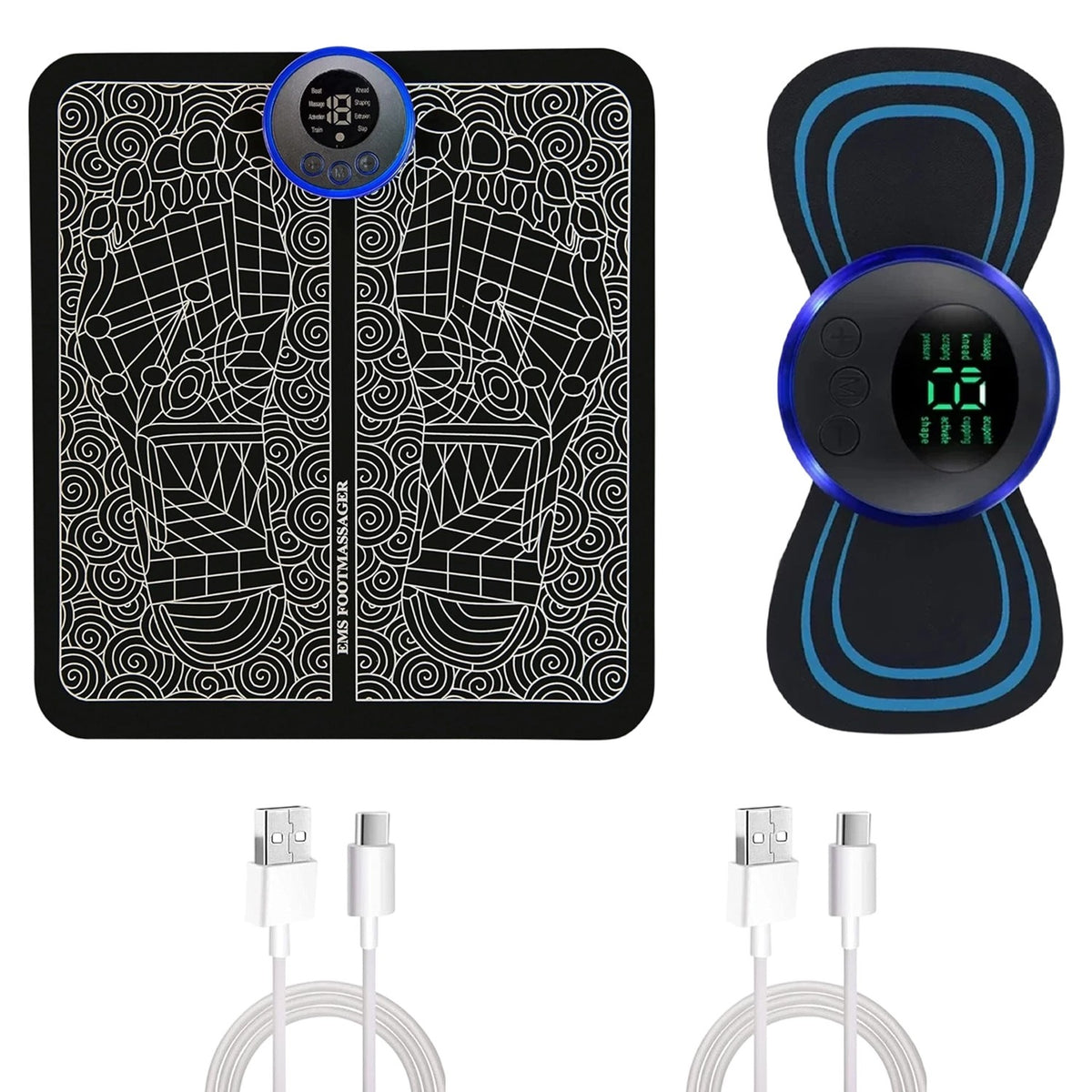 USB Electric Portable Shoulder and neck  Massager+  Foot Massager Pad Blood Circulation Pain Relax Massager Set (US Logistics For USPS/DHL/Fedex/UPS. No designated logistics accepted，TK/TMEU only For self-pickup）