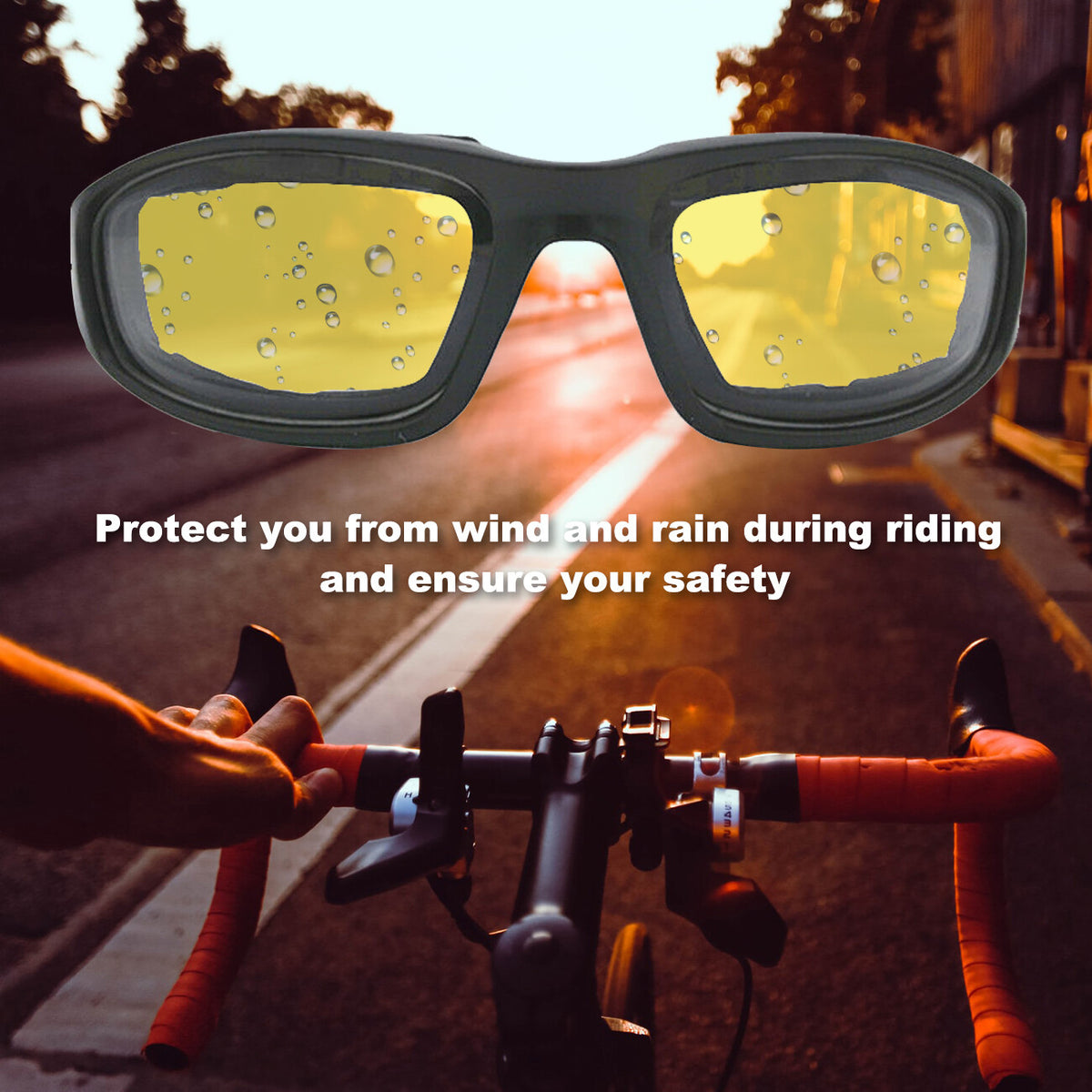 3 pairs Motorcycle Sports Biker Riding Glasses Wind Resistant Eye Protection Sports Goggles Cycling Glasses Sunglasses Yellow Color