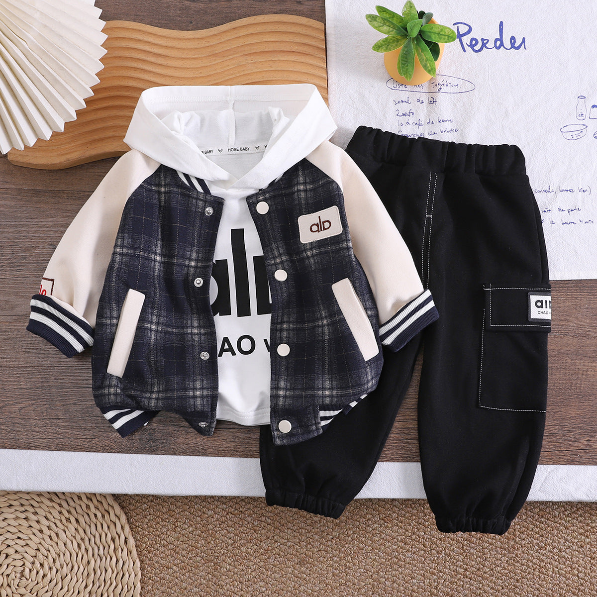 Stylish Hooded Baseball Jacket 3-Piece Set for Boys Spring Autumn - product image 3