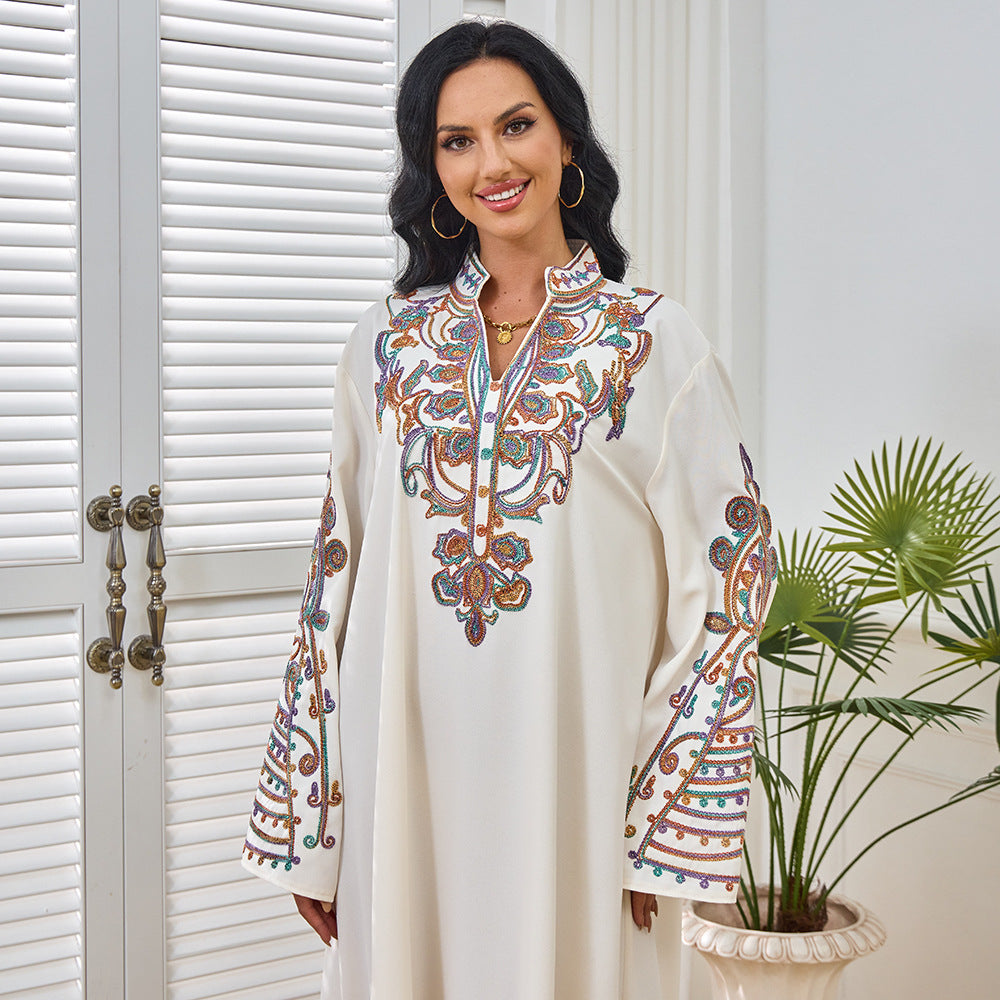 Embroidered long sleeved skirt