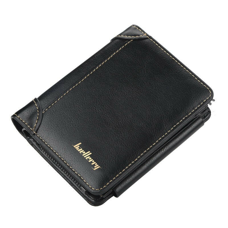 Wallet Men's Short Multi Card Position Three Fold Zipper Zero Wallet FWallet Fashion Thin Card Bag MenApplicable Gender:MaleMaterial: PU LeatherWallet fold: 3 foldOpening Method: Zipper BuckleInternal Structure of the bag: large billfold, photo position, change posit