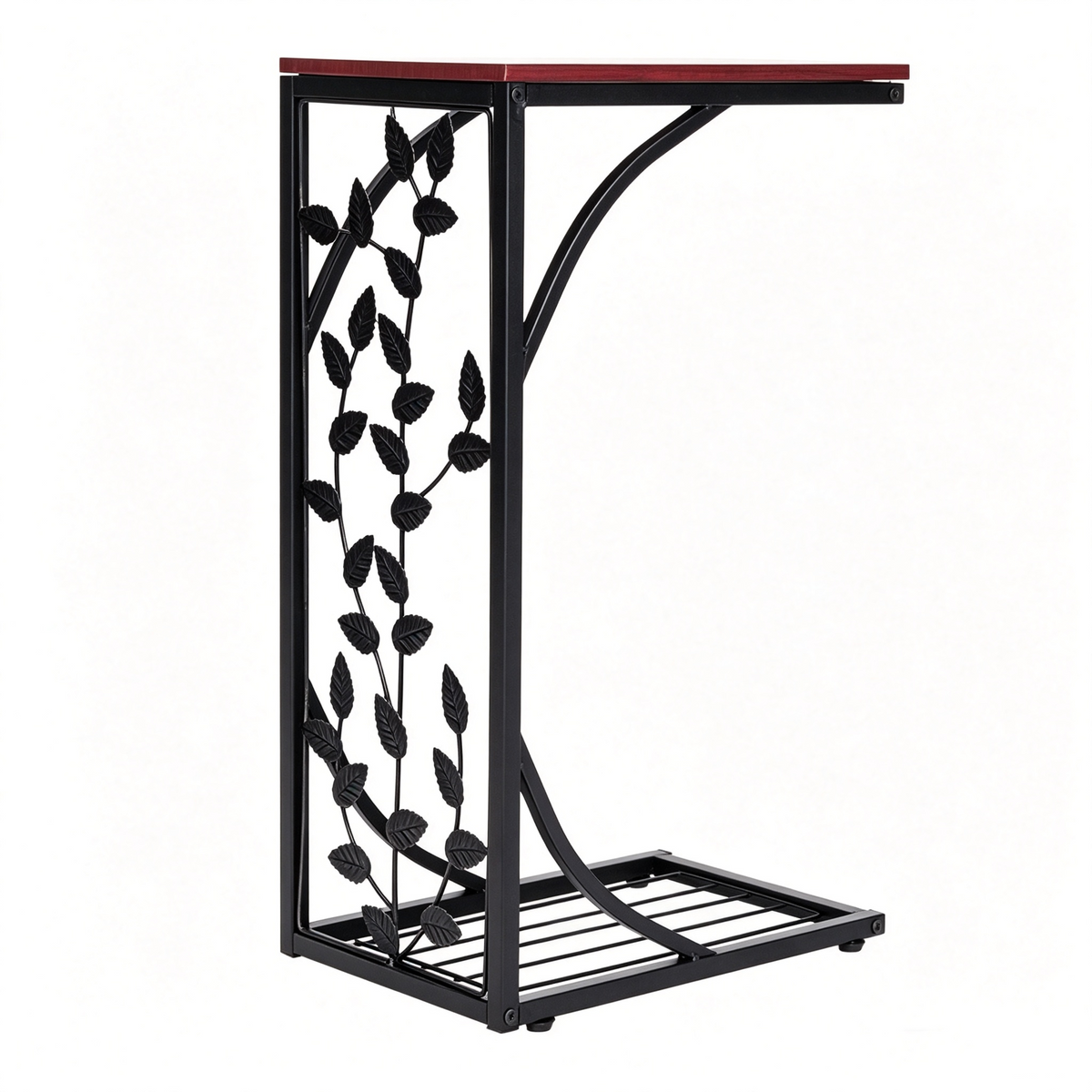 54*30.5*21CM Leaf Pattern Iron Side Table Coffee Table Brown