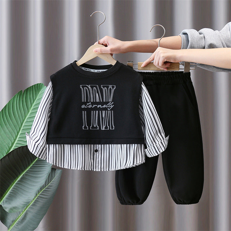 Boys Spring Casual Two-Piece Set Stylish Sweatshirt Outfit - product image 2