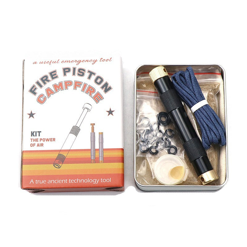 Outdoor Piston Fire Starter Air Compression Fire Tube Portable Fire Ignition Tool Camping Survival Kit