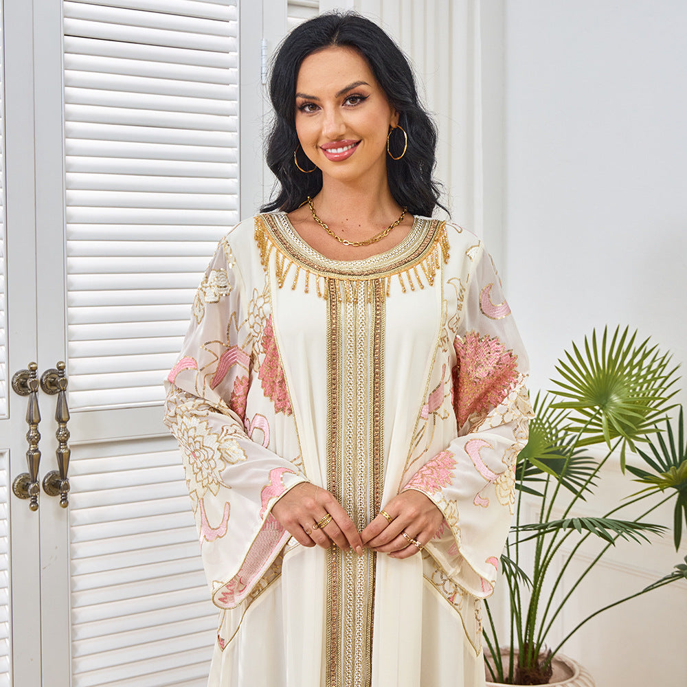 Embroidered long sleeved dress