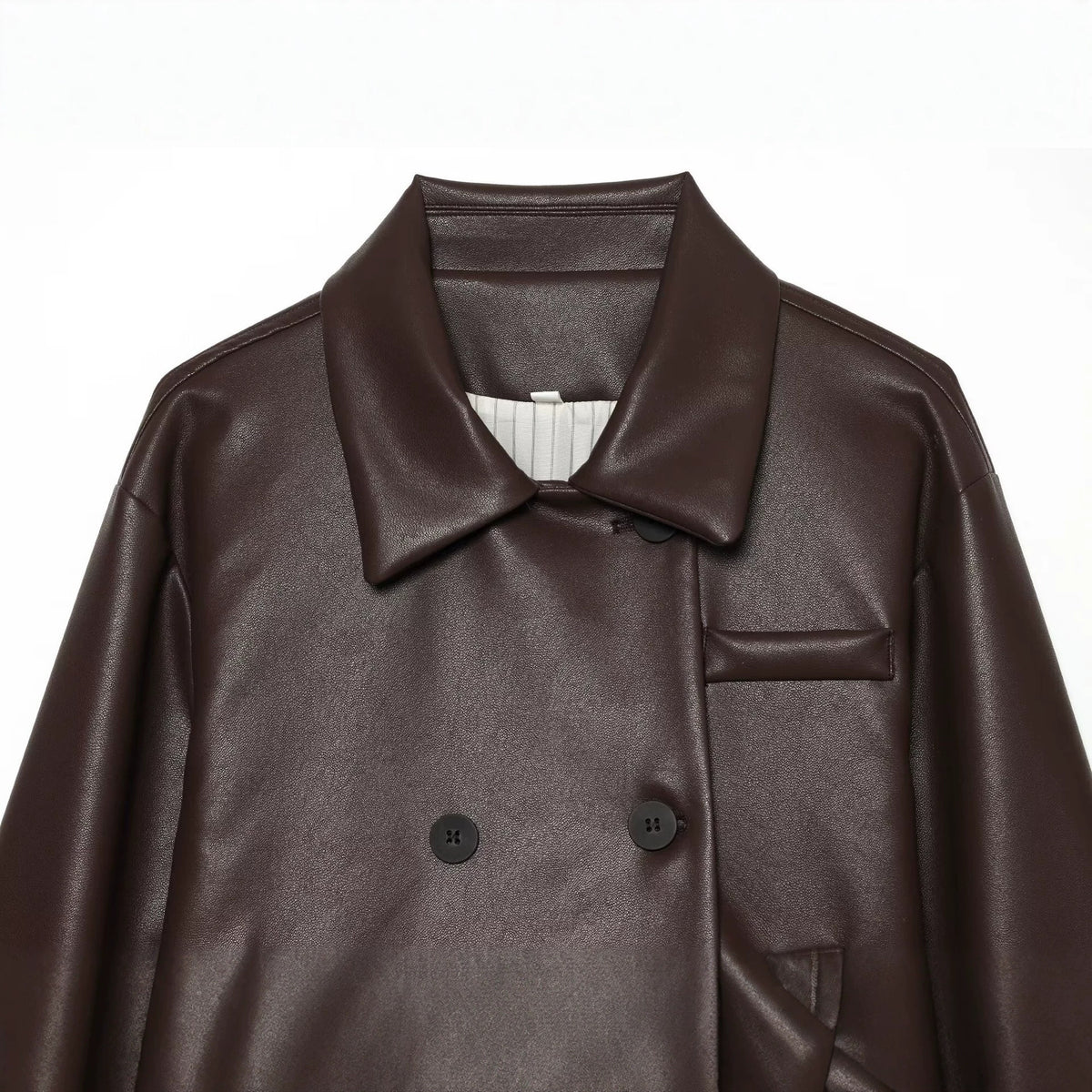 Women's Pleated-Back Faux Leather Zip Jacket