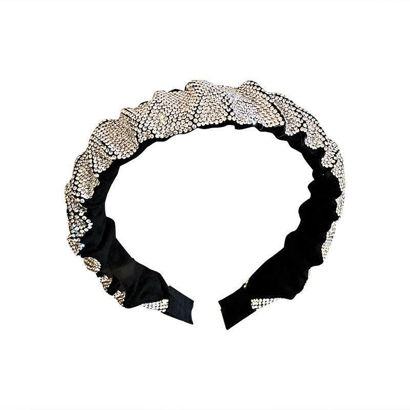 Baroque French Retro Rhinestone Full Diamond Hair Band Exaggerate PresBaroque French Retro Rhinestone Full Diamond Hair Band Exaggerate Pressed Hair Fold Head Band Korean Creative Light Luxury Hair Accessories FemaleTreatment process: inlaid diamondStyle: French retroPopular elements: quasi geometrySize: 16 * 13CMMaterial: cloth, water drill