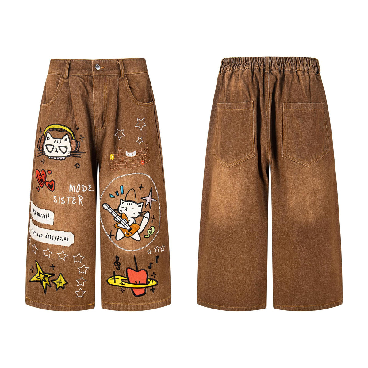 Kitten Embroidered Jeans