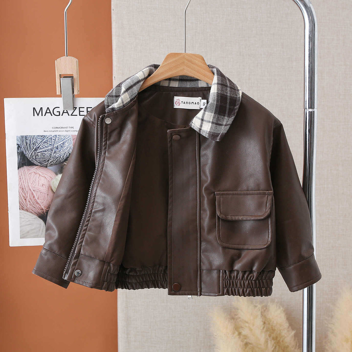 Boys Casual PU Leather Open Front Jacket - product image 3