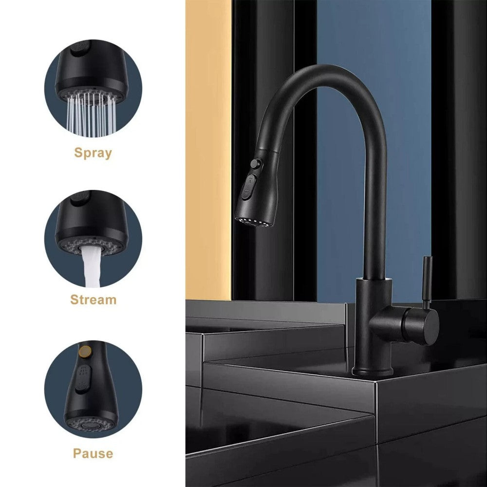360° Pull-Out Kitchen Sink Mixer Tap – Black - product image 4