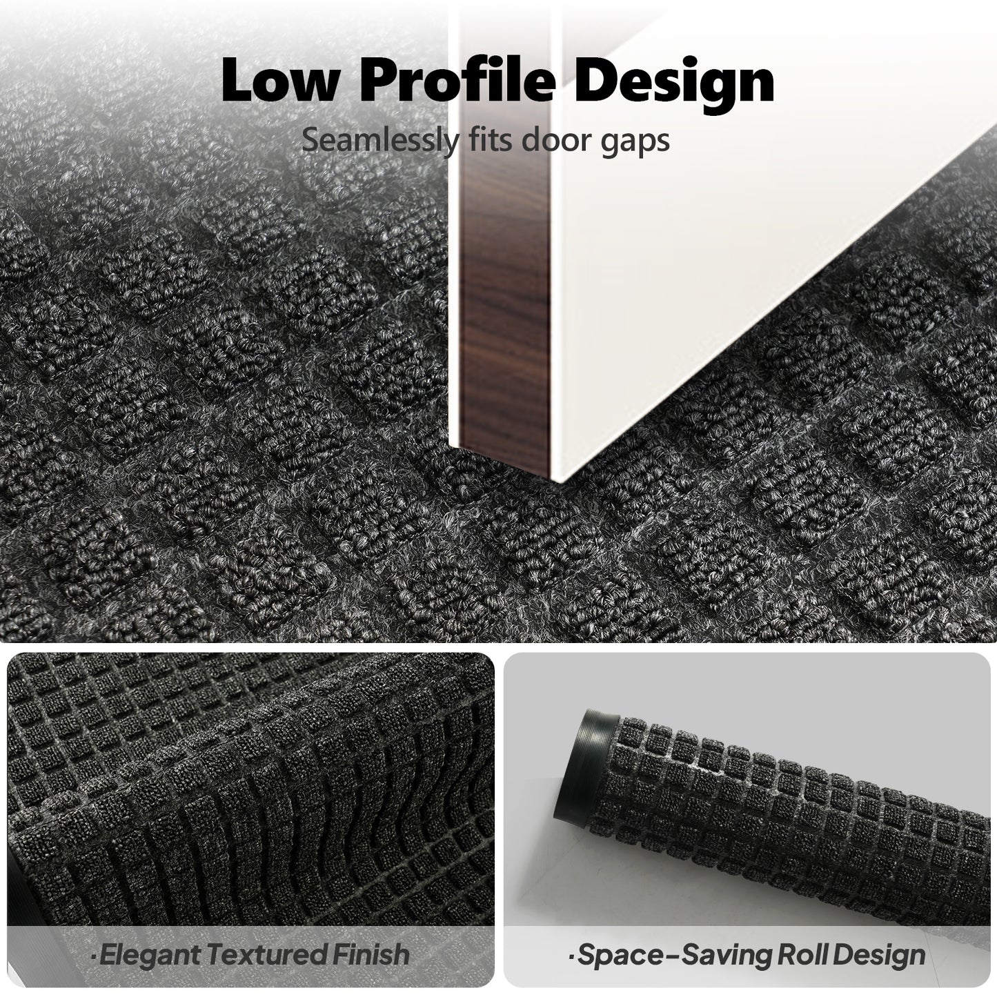 1PC Polypropylene Small Grid Composite Rubber Mat, Gray, 45x75x0.7cm, Kitchen & Home Floor Mat