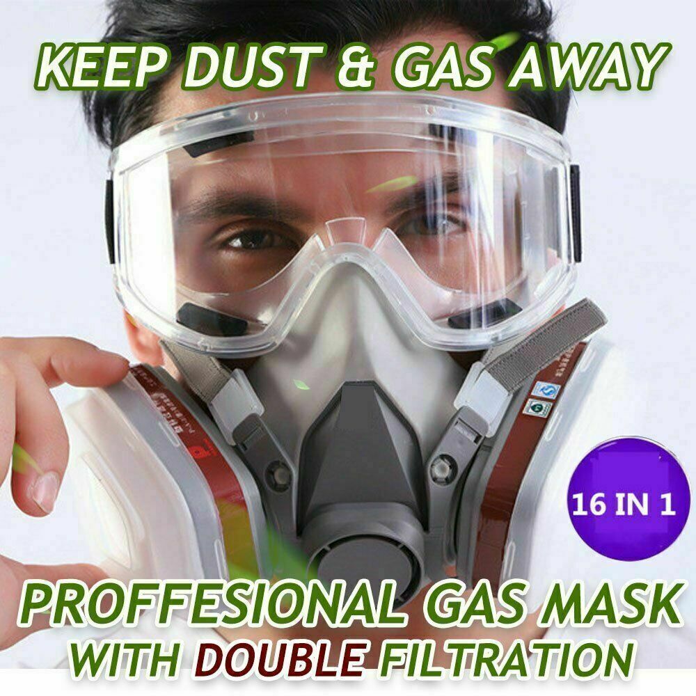 17 In 1 Full Face Mask 6200 Gas Mask Facepiece Spray Respirator Filter Chemical