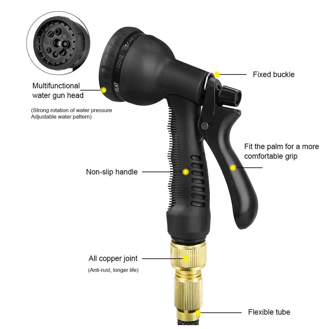 Heavy Duty 75FT Expandable Garden Hose Pipe Flexible With Water Spray Gun UK